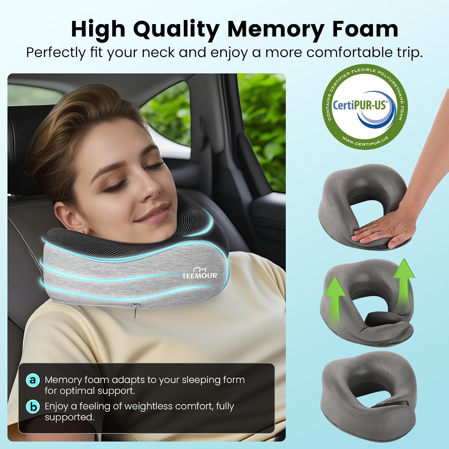 Travel Pillow-Neck Pillows for Airplanes, Memory Foam Travel Neck Pillow for Long Flights|Airport Travel Essentials 360° Support Gifts…