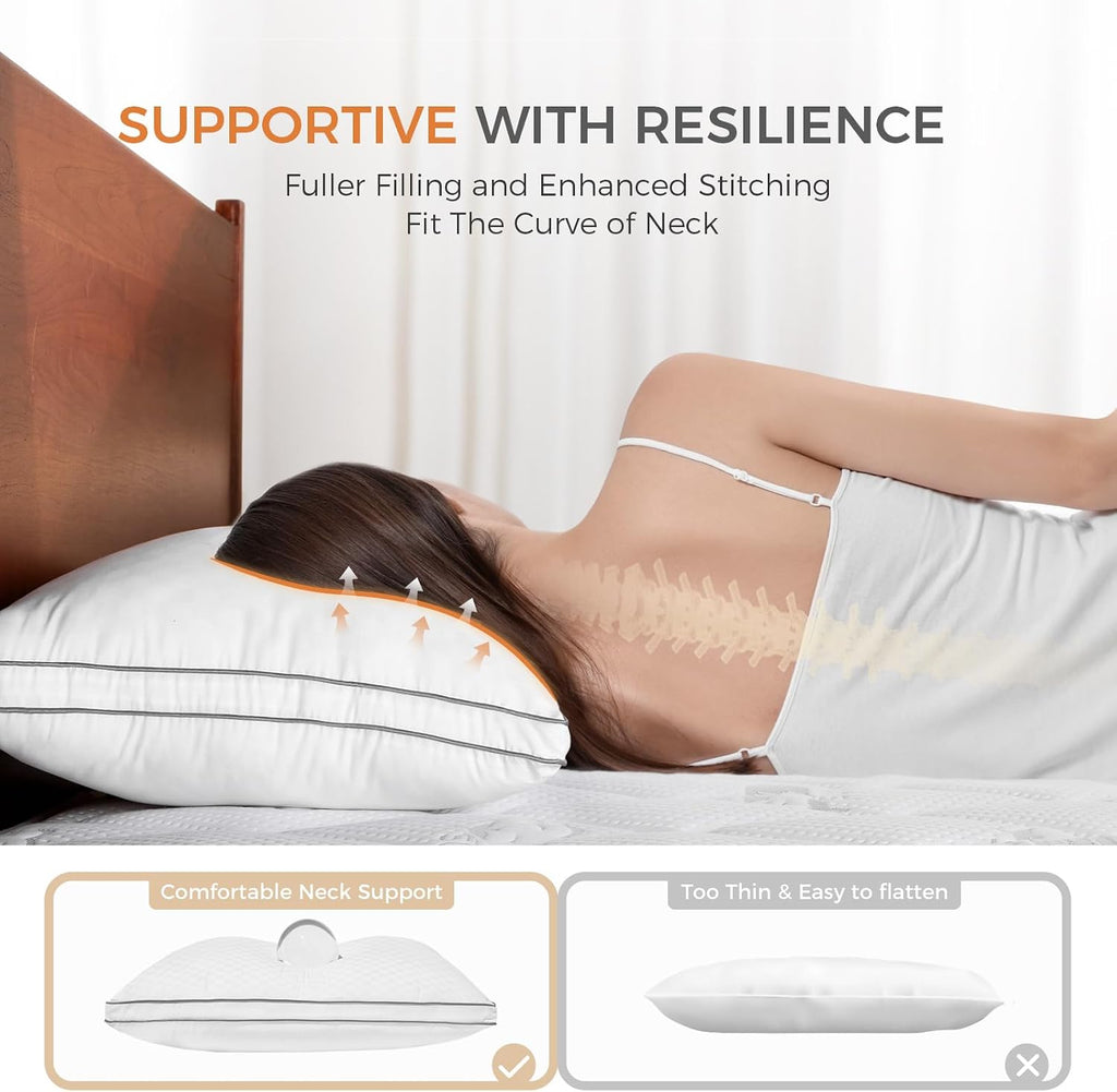 SweetNight Bed Pillows Standard Size Set of 2, Fluffy Luxury Hotel Collection Gusseted Pillows for Neck and Shoulder, Side Back Stomach…