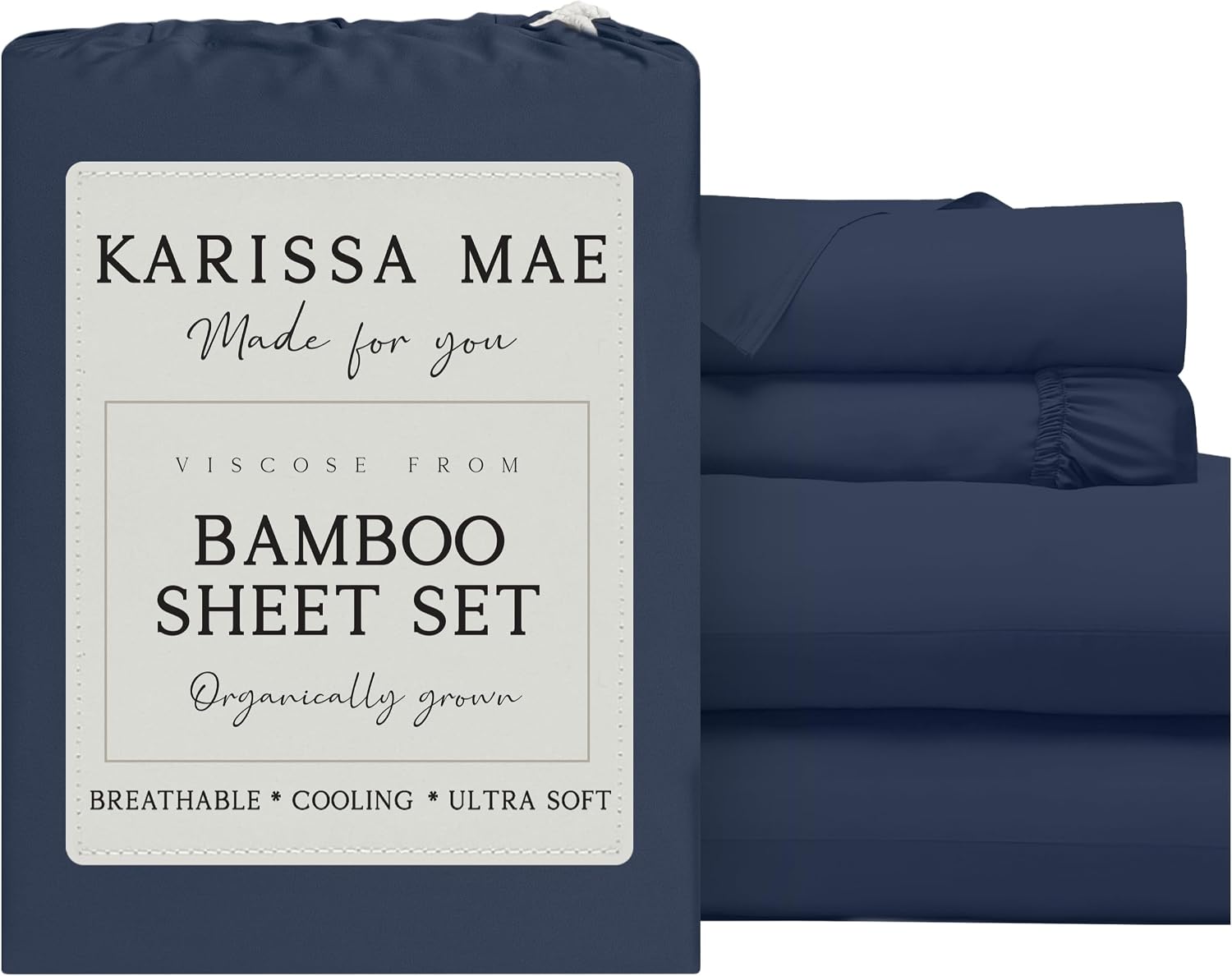 KARISSA MAE Pure Viscose from Bamboo 34" Split Top King Size Sheet Set | 100% FSC Certified | Luxuriously Soft | Cooling | 18" Deep…
