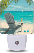 Tropical Beach Chair Night Lights Plug into Wall, Night Light for Bedroom Bathroom Hallway Kitchen, Auto Dusk to Dawn Sensor Decorative…