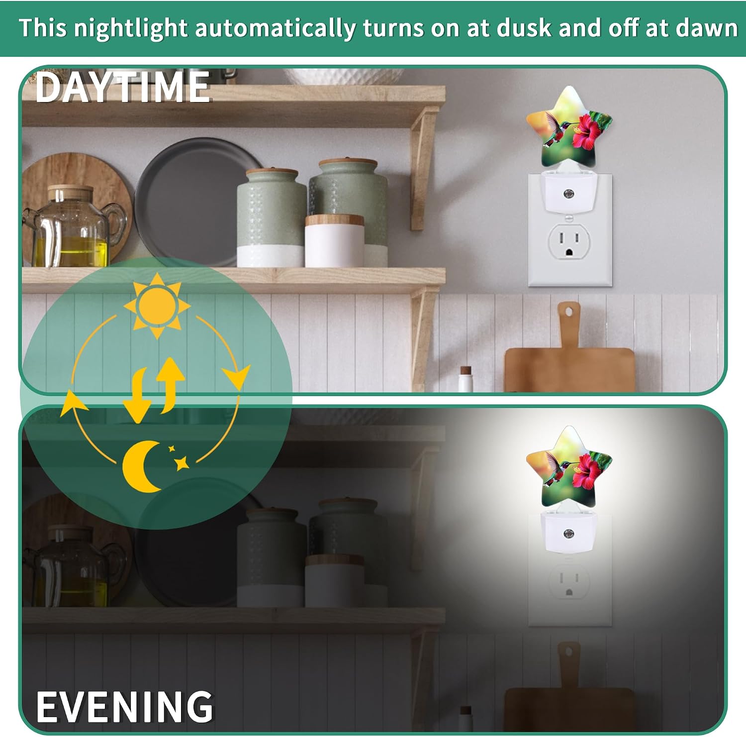 Hummingbird Flower Plug in Star Night Light, Night Light with Sensor for Kids Nursery Bedroom, Decorative Soft Glow Lamp for Hallway…