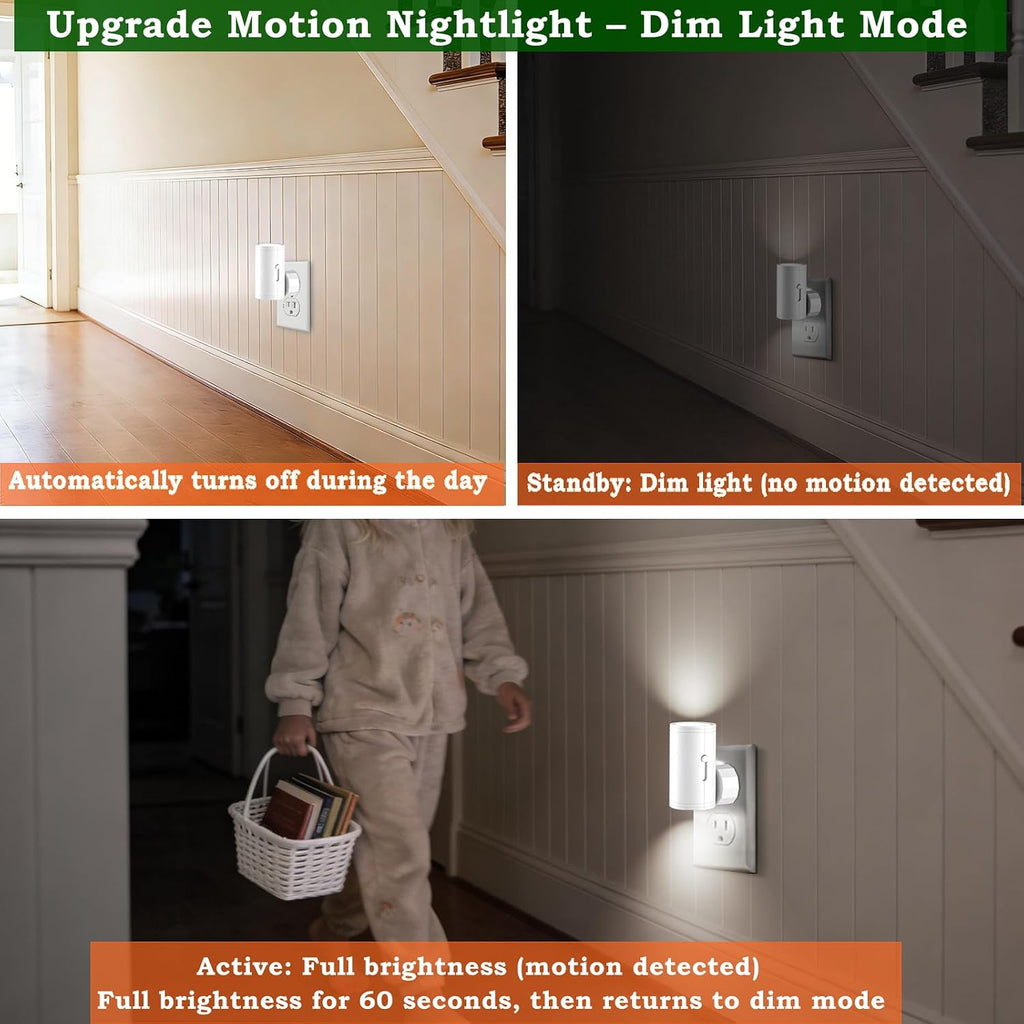 Motion Night Light Plug into Wall, Dim Standby Mode LED Nightlight with Dusk to Dawn Auto On/Off, 5000K Daylight Dimmable 5-150LM, for…