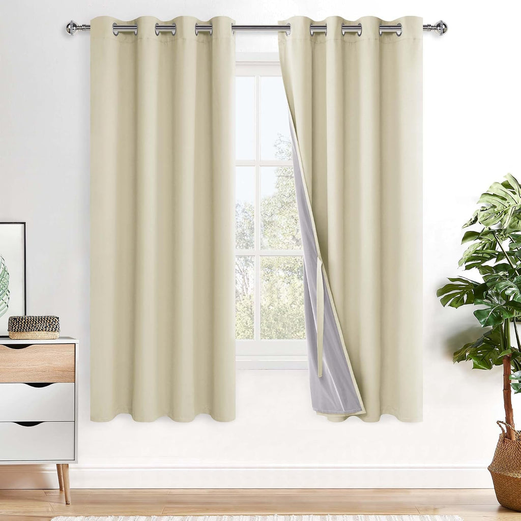 Xwzo Total Blackout Curtains 72 Inches Long - Double Layer Full Light Blocking & Energy Efficiency Grommet Window Panels with Tiebacks for…