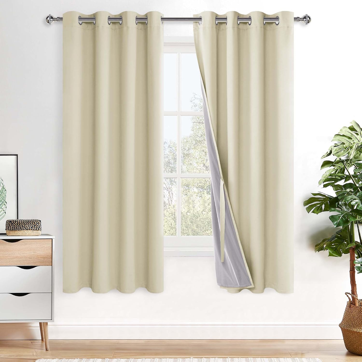 Xwzo Total Blackout Curtains 72 Inches Long - Double Layer Full Light Blocking & Energy Efficiency Grommet Window Panels with Tiebacks for…
