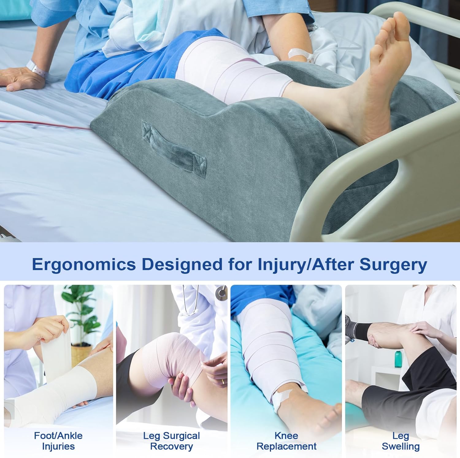 KingPavonini Adjustable Leg Elevation Pillows for After Surgery, Ergonomic Curve Keeps Knee Straight, Memory Foam Leg Pillow Elevation for…