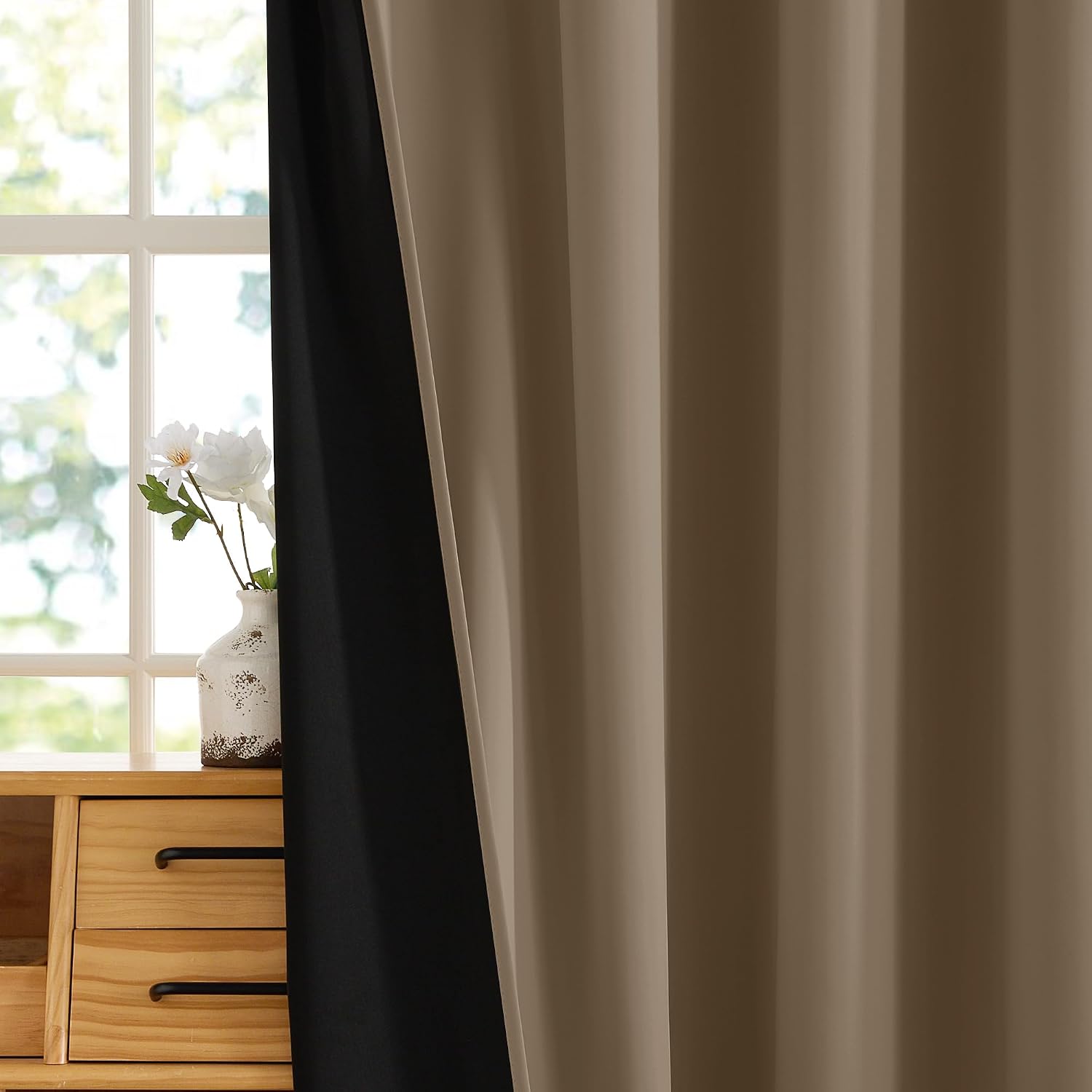 Rybhome RYB HOME Extra Wide 100% Blackout Patio Door Curtain 96 inch Long, Grommet Room Darkening Room Divider Drapes, Sliding Door Curtain…