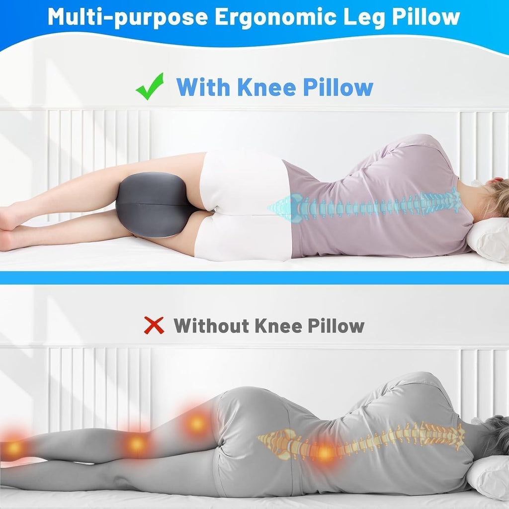 TranquilMoments Knee Pillow for Side Sleepers, Leg Pillow with Cooling Cover, Memory Foam Body Pillow for Side Sleeping, Heart-Shape…