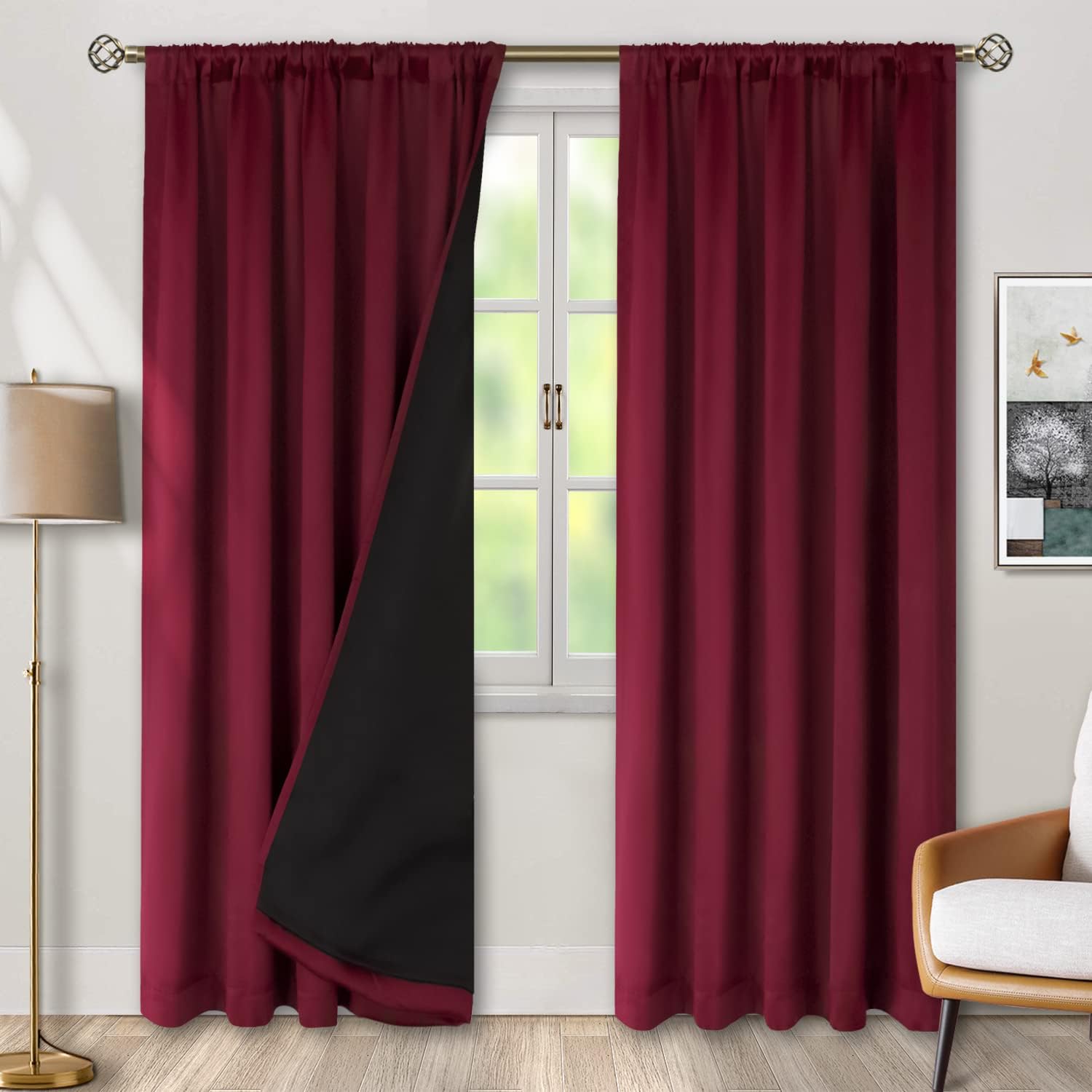 BGment Full Blackout Curtains with Insulated Lining 84 Inches Long, Rod Pocket and Back Tab Double Layer Room Darkening Window Curtain for…