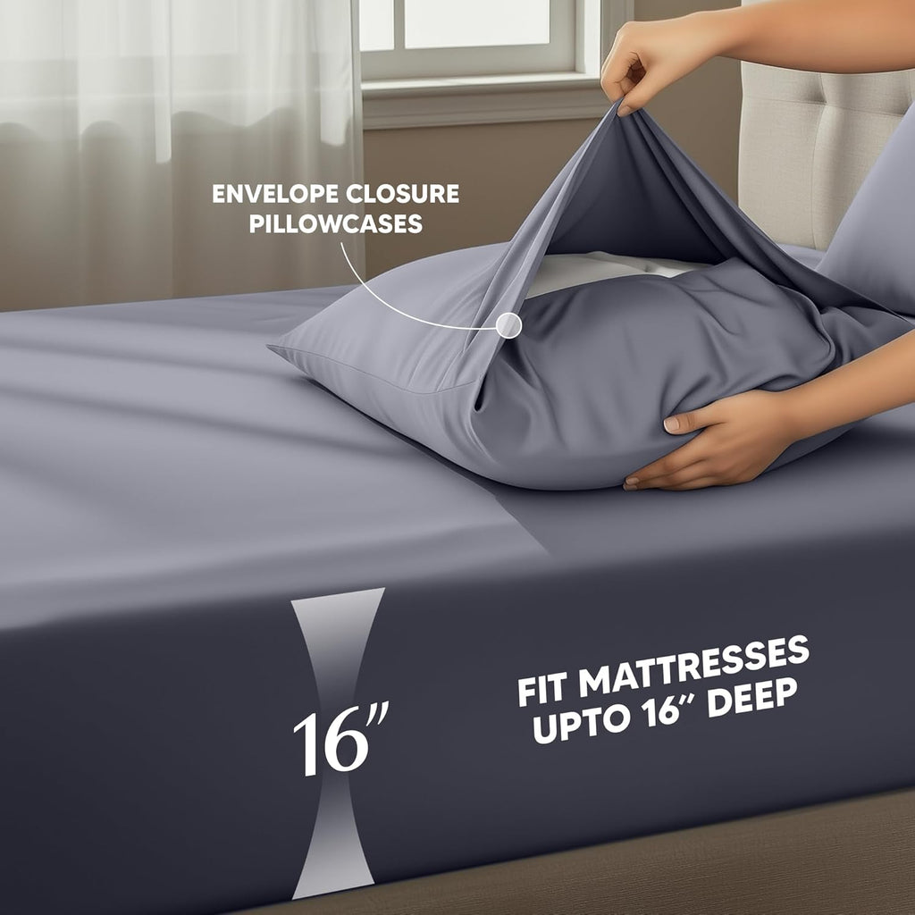 Utopiabedding Utopia Bedding California King Size Sheet Set – 4 Piece Bed Sheets, Soft and Breathable Microfiber, Includes 1 Fitted Sheet,…