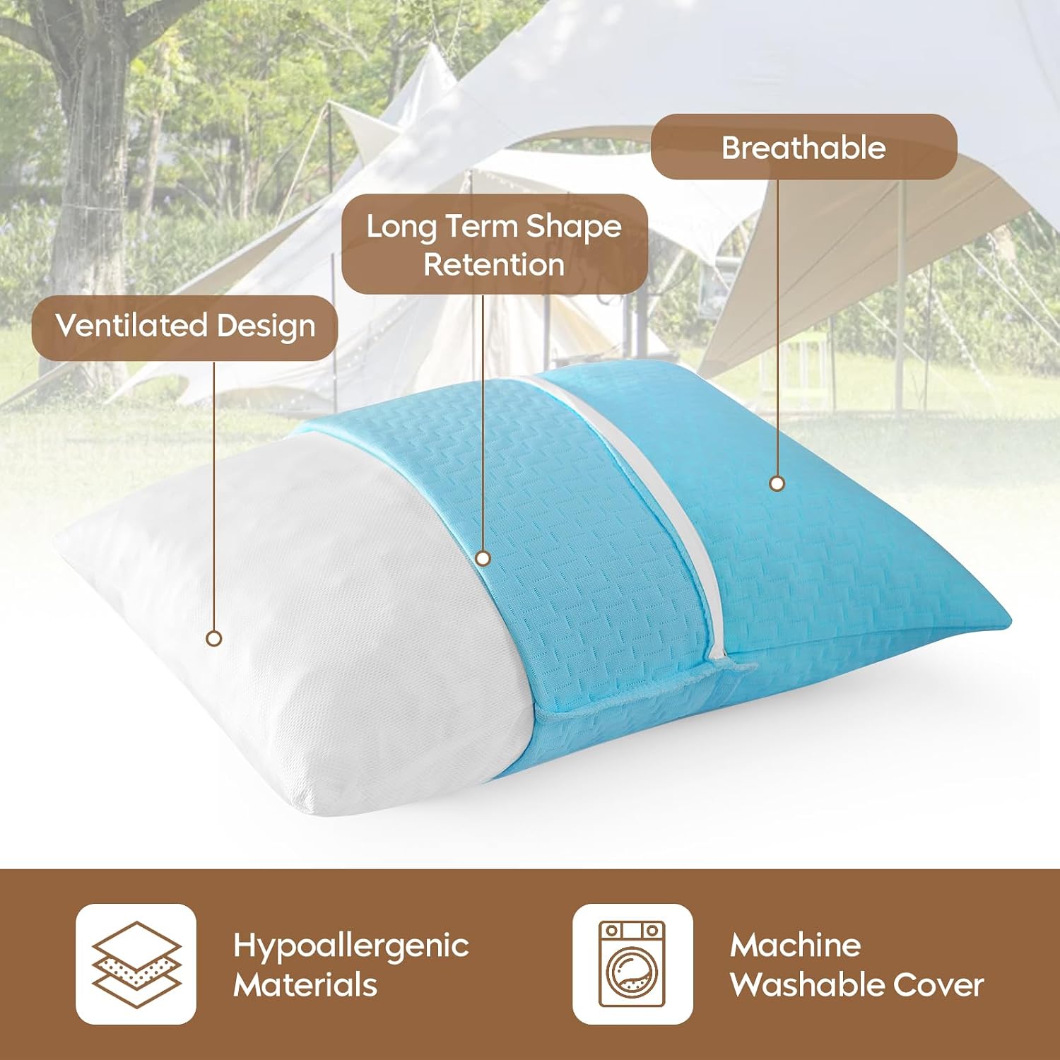 Small Shredded Memory Foam Pillow, Camping Pillow Travel Pillow - Compressible Medium Firm, Breathable Cover, Ideal Backpacking Hiking…
