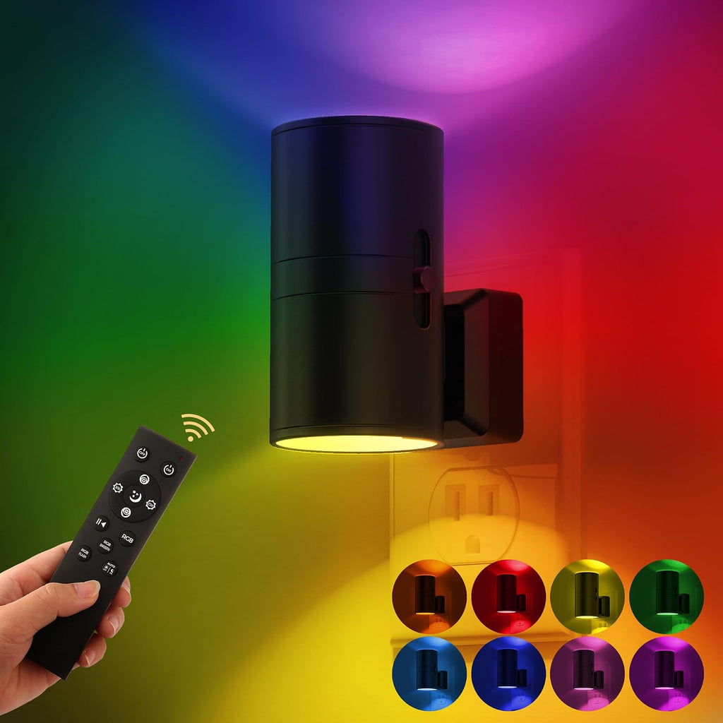 L LOHAS LED Night Light with Remote, Night Lights Plug into Wall, RGB Color Changing Nightlight with Light Sensor, Nightlights for Kids…