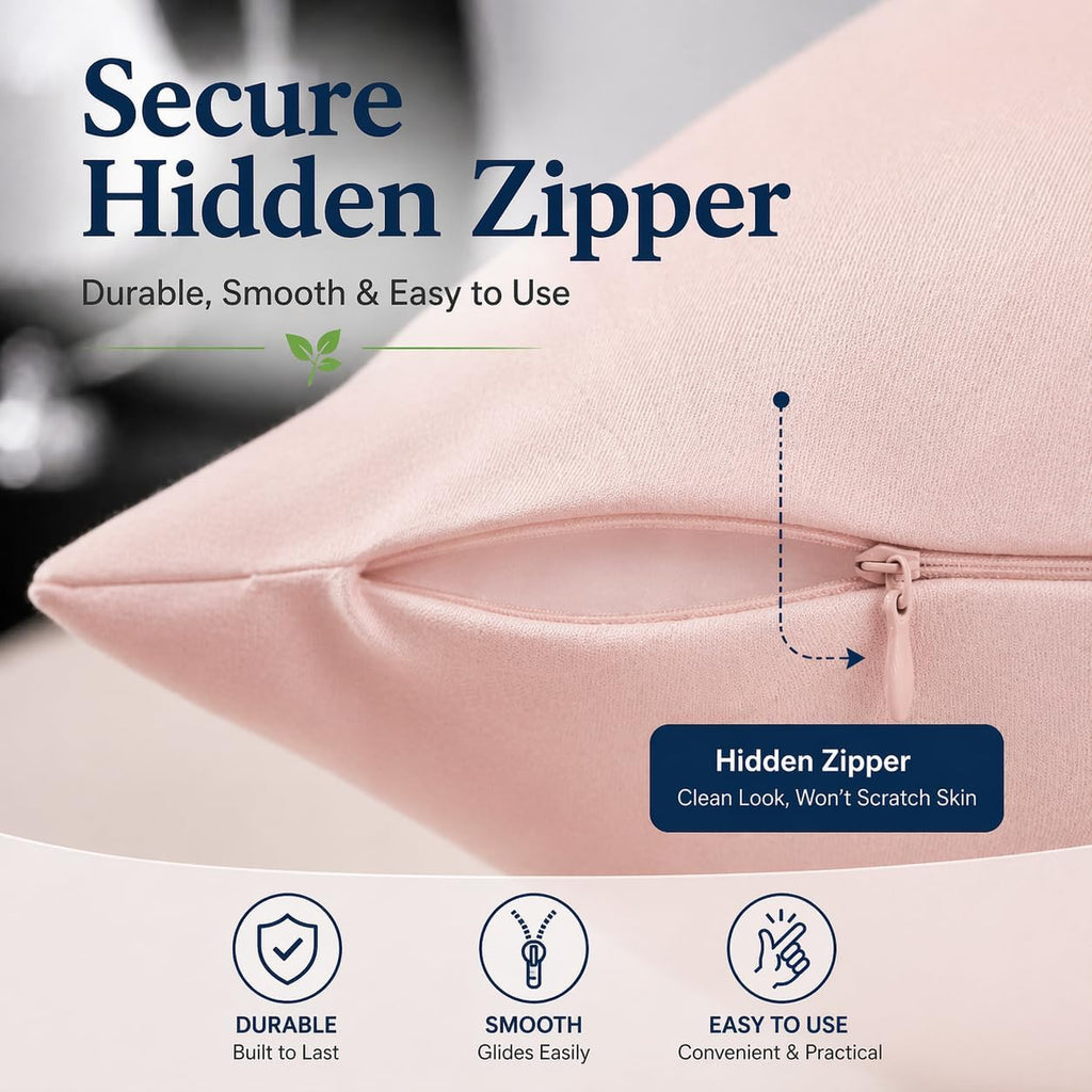 Evolive 100% Rayon Derived from Bamboo Cooling Breathable Body Pillow Cover/Pillowcases 21x54 inches with Hidden Zipper Closure (Pink, 21“X…