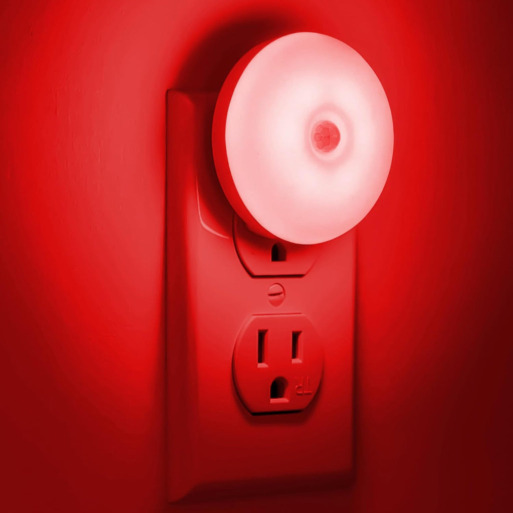 myCozyLite Red Motion Sensor Night Light, Red Light for Sleep, Night Lights Plug into Wall, Automatic ON Off, 2 Pack Motion Night Light…
