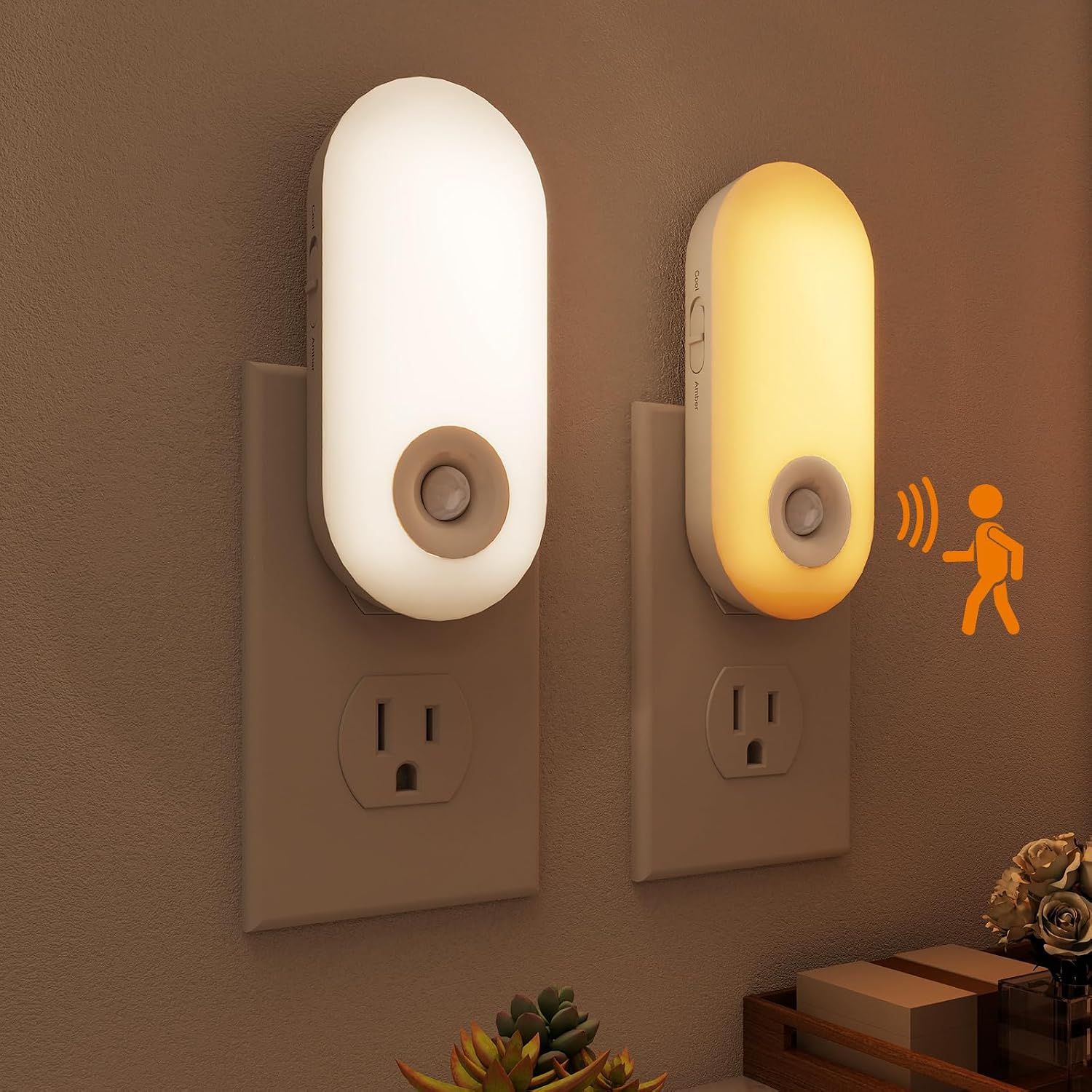 Dawnrise Night Lights Plug into wall, Motion Sensor Night Light Plug in Indoor, 38 LED Dimmable 100LM or 10LM and 2 Color Temperature…