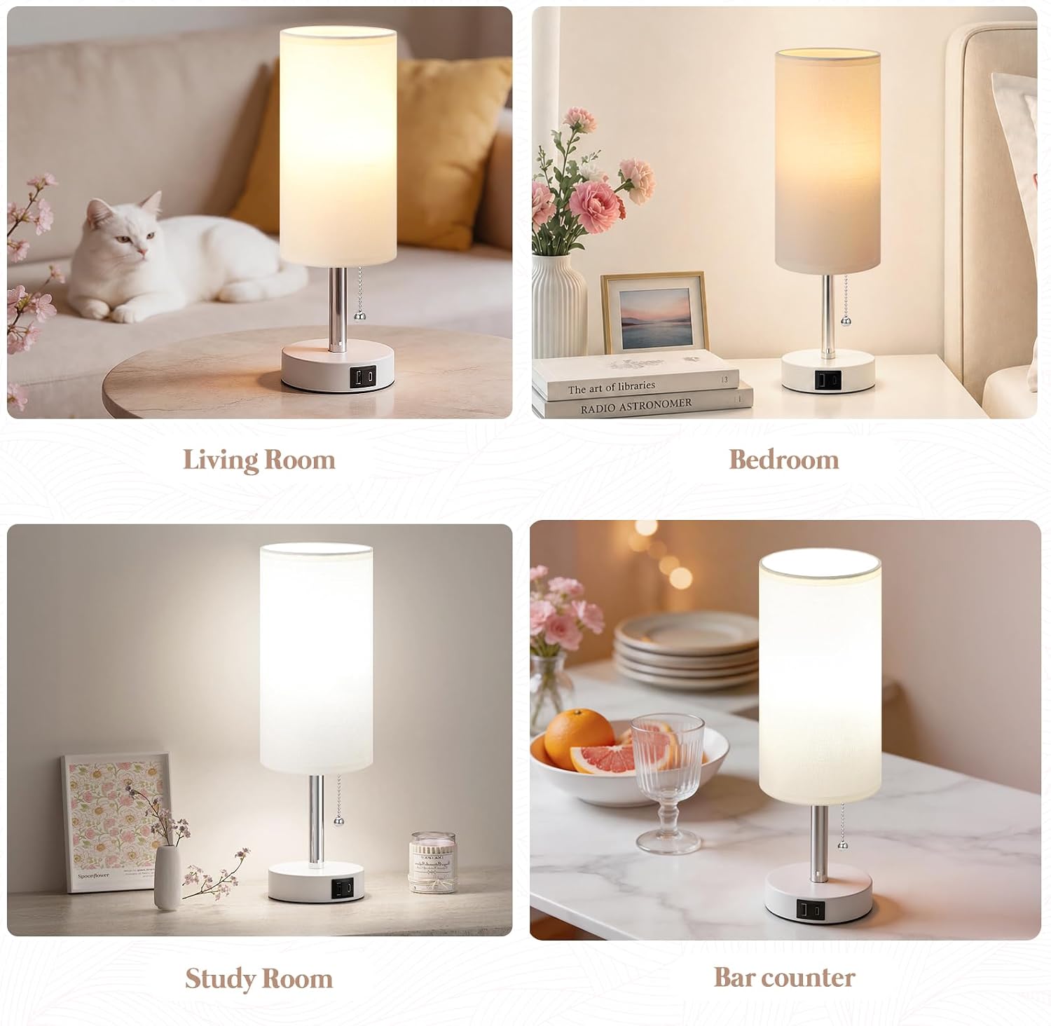 Dicoool Small Bedside Table lamp for Bedroom - 3 Color Modes, Desk Lamp with USB-C and USB-A Charging Ports, Pull Chain, Nightstand Light…