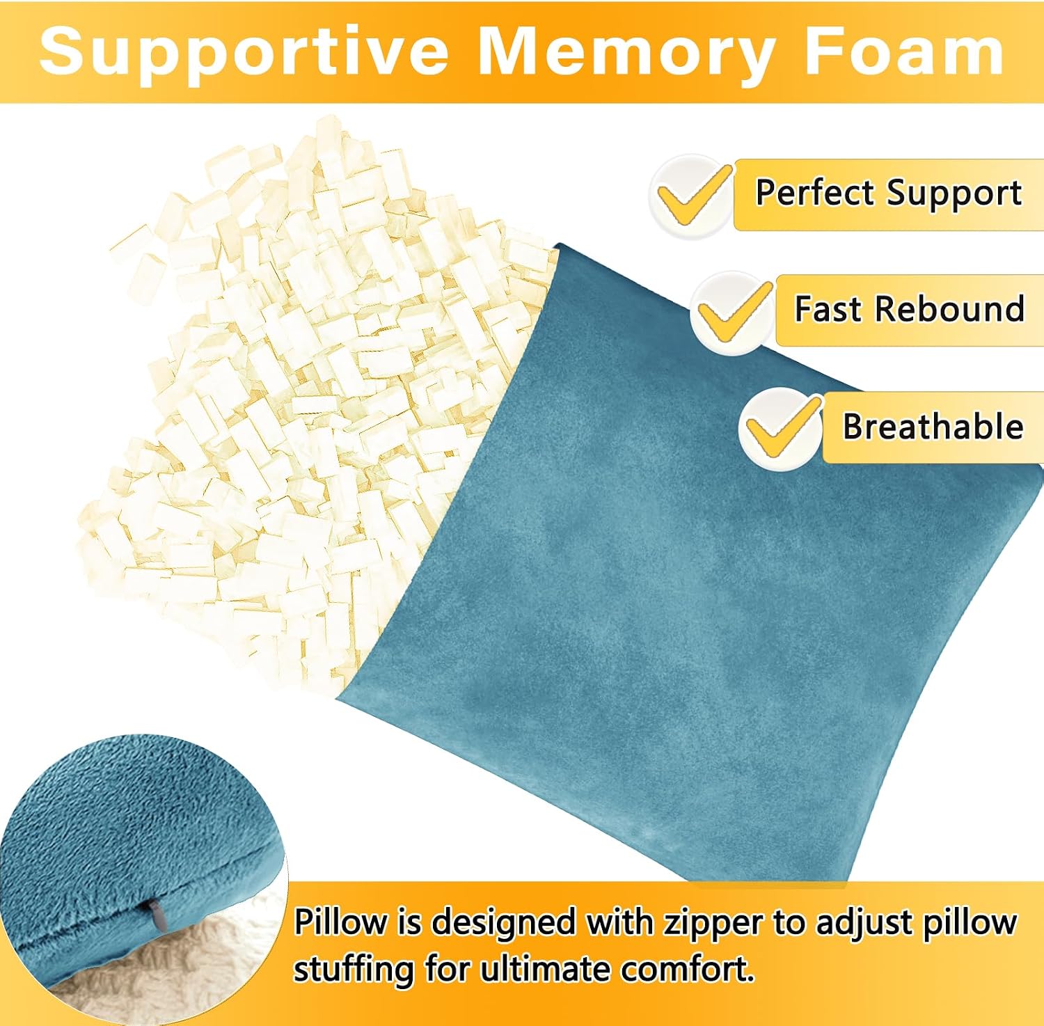 1 MIDDLE ONE 2 Pack Small Pillow, Memory Foam Mini Pillow 11 X 7 Inches for Travel, Sleeping, Nap and Neck, Knee, Lumbar Support, Tiny…