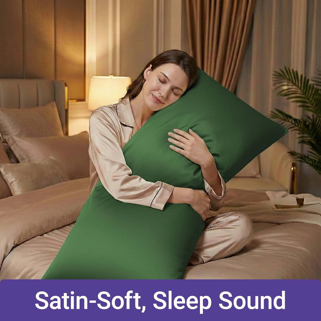 QJFabricCO Q&J Fabric Co. 1 Pack Satin Pillowcase Silk Like Pillow Case 20x54 inch Sage Green Cooling Pillow Case with Envelope Closure for…