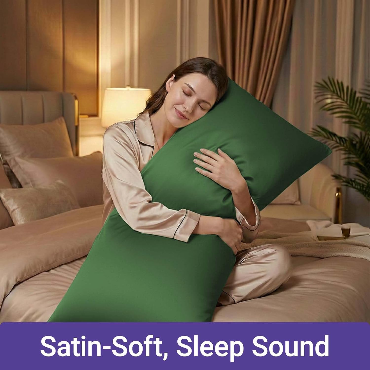 QJFabricCO Q&J Fabric Co. 1 Pack Satin Pillowcase Silk Like Pillow Case 20x54 inch Sage Green Cooling Pillow Case with Envelope Closure for…