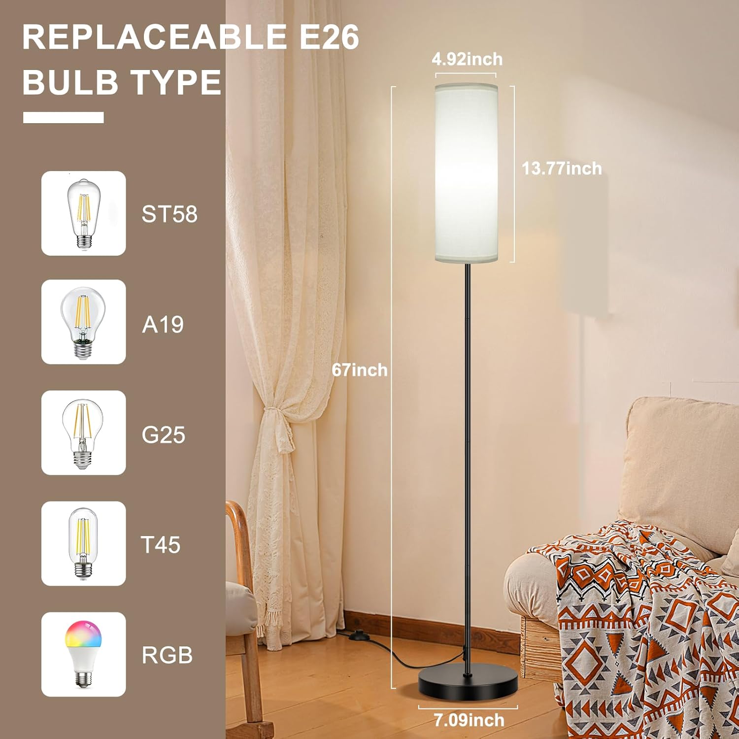 FRIDEKO HOME 2 Pack Floor Lamps for Living Room, Dimmable Colors Temperature & Brightness, Modern Floor Lamp with Remote, Tall Standing…