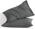 Ntbay King Cotton Pillowcases - Envelope Closure 20x36 Pillowcases Set of 2, Breathable and Soft Bed Pillow Cases, Dark Grey Cotton Grey
