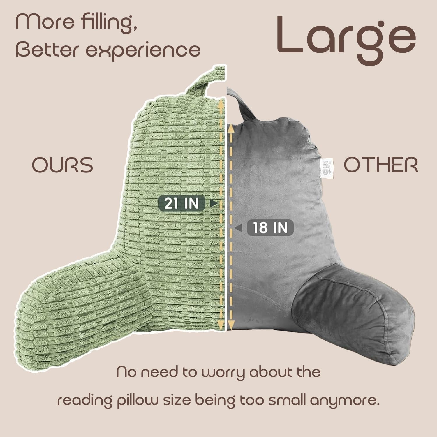 MIJIMO Reading Pillows for Sitting in Bed Adult, Back Rest Pillow for Sitting Up in Bed and Couch, Back Support Chair Pillow Support…