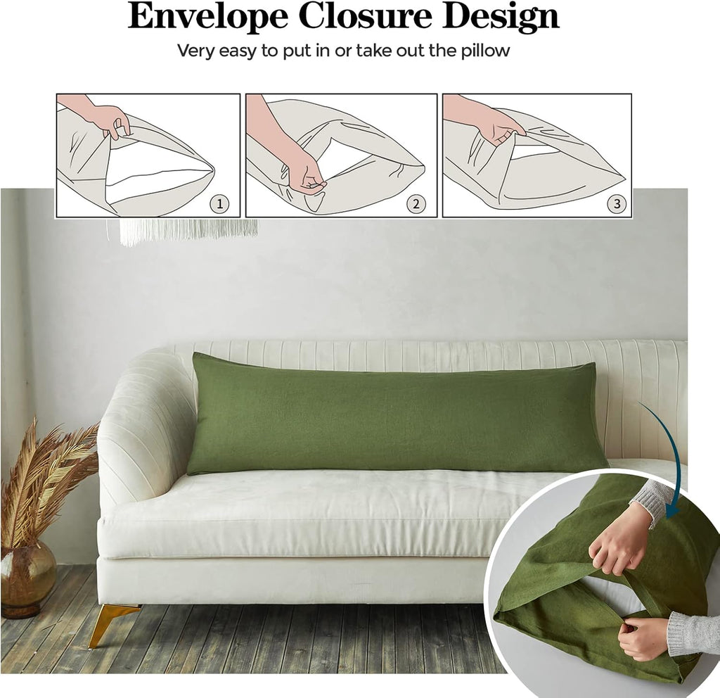 Simple&Opulence Body Pillow Cover 20" x 54",100% Pure Linen, Ultra Soft and Breathable, Body Pillowcase with Envelope Closur…