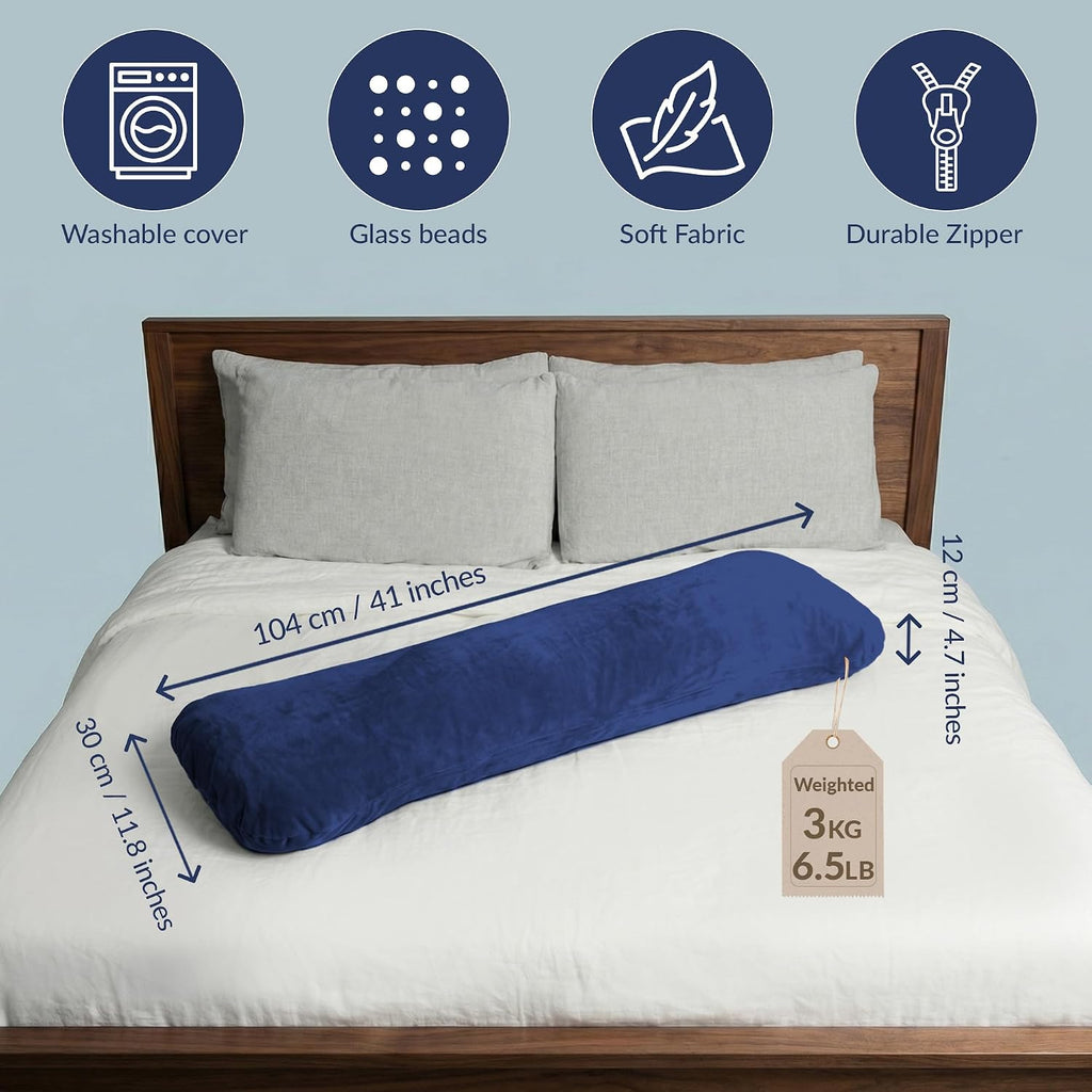 ODOXIA Weighted Pillow for Adults 6.5lbs (41" x 12") | Sleep Better & Feel Calm | Weighted Body Pillow for Stress Relief | Sleeping…