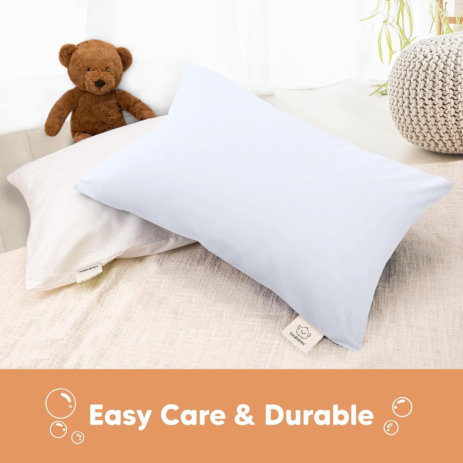KeaBabies Toddler Pillowcase 13"x18" - Organic Cotton Toddler Pillowcase for Kids, Boys, Girls, Soft & Durable Cotton Cover for Miniature…