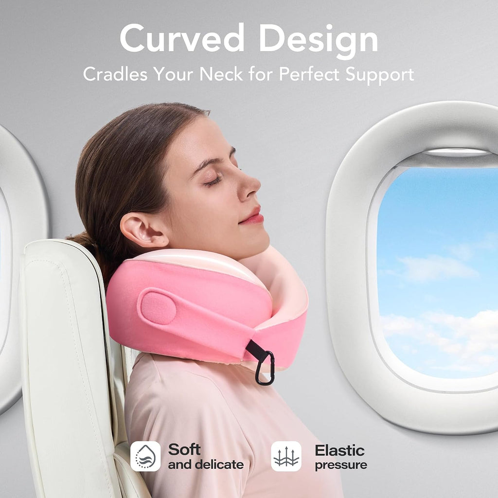 KPNEOL Travel Pillow, 100% Pure Memory Foam Travel Neck Pillow Airplane Neck Support Ergonomic Design for Traveling Suitable for…