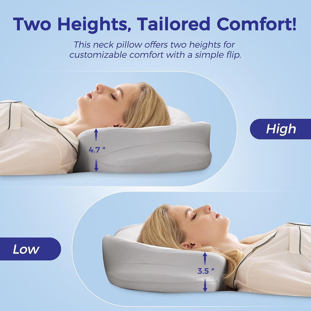 Nappixel Cervical Neck Pillow for Sleeping, Ergonomic Side Sleeper Pillow, Memory Foam Pillows for Neck and Shoulder, Removable Washable C…