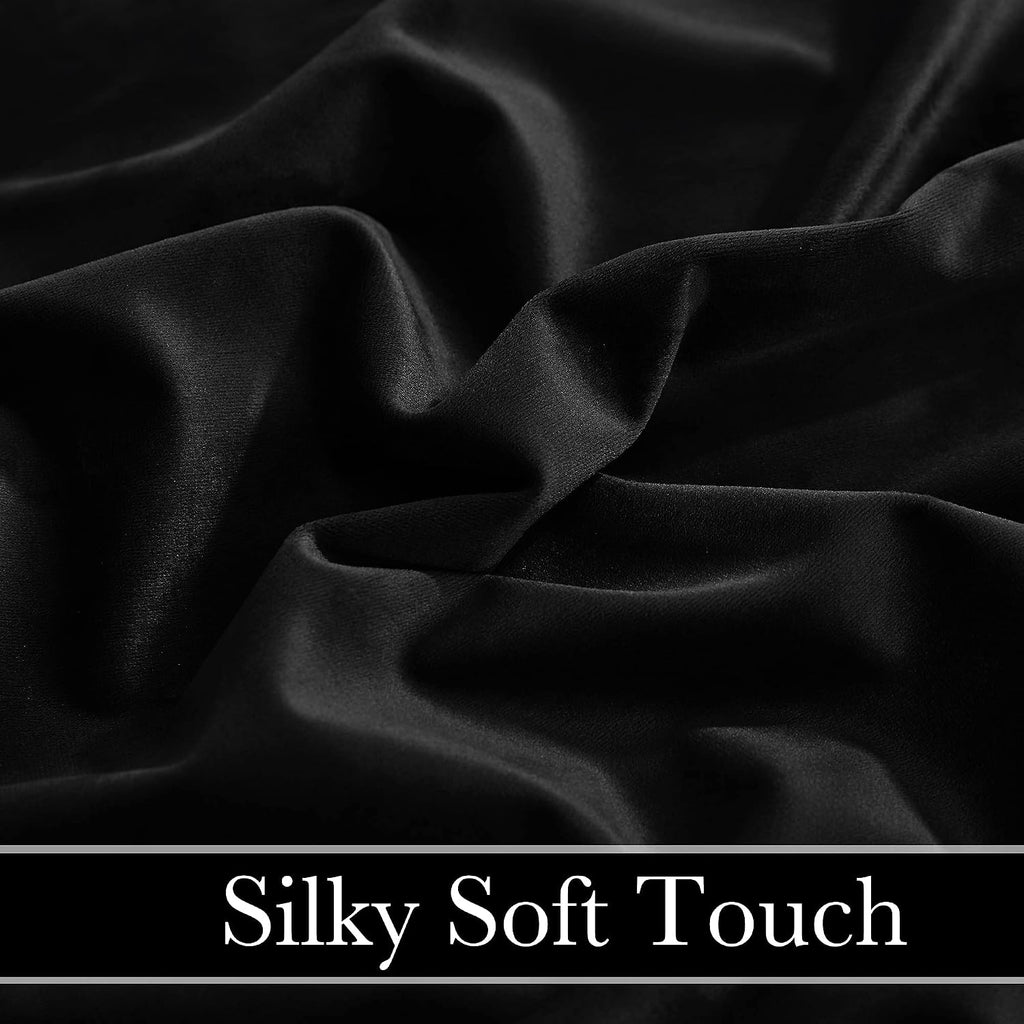 Rybhome RYB HOME Black Velvet Curtains 84 inches - Blackout Heavy Duty Curtains Soft Luxury Back Tap Window Covering Privacy Protection for…