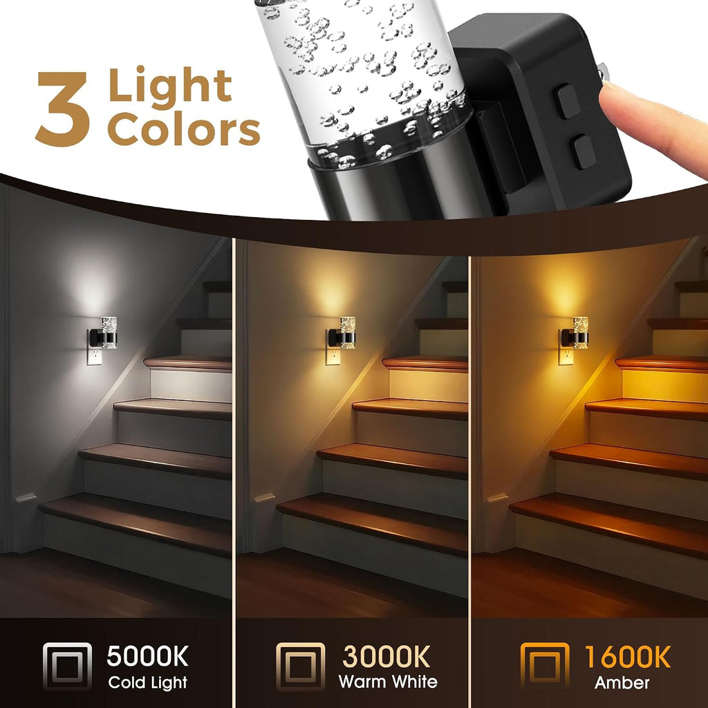 L LOHAS LED Night Lights Plug into Wall, Dimmable Night Light with Dusk-to-Dawn Sensor, Cool White/Soft White/Amber 3 Color Light…