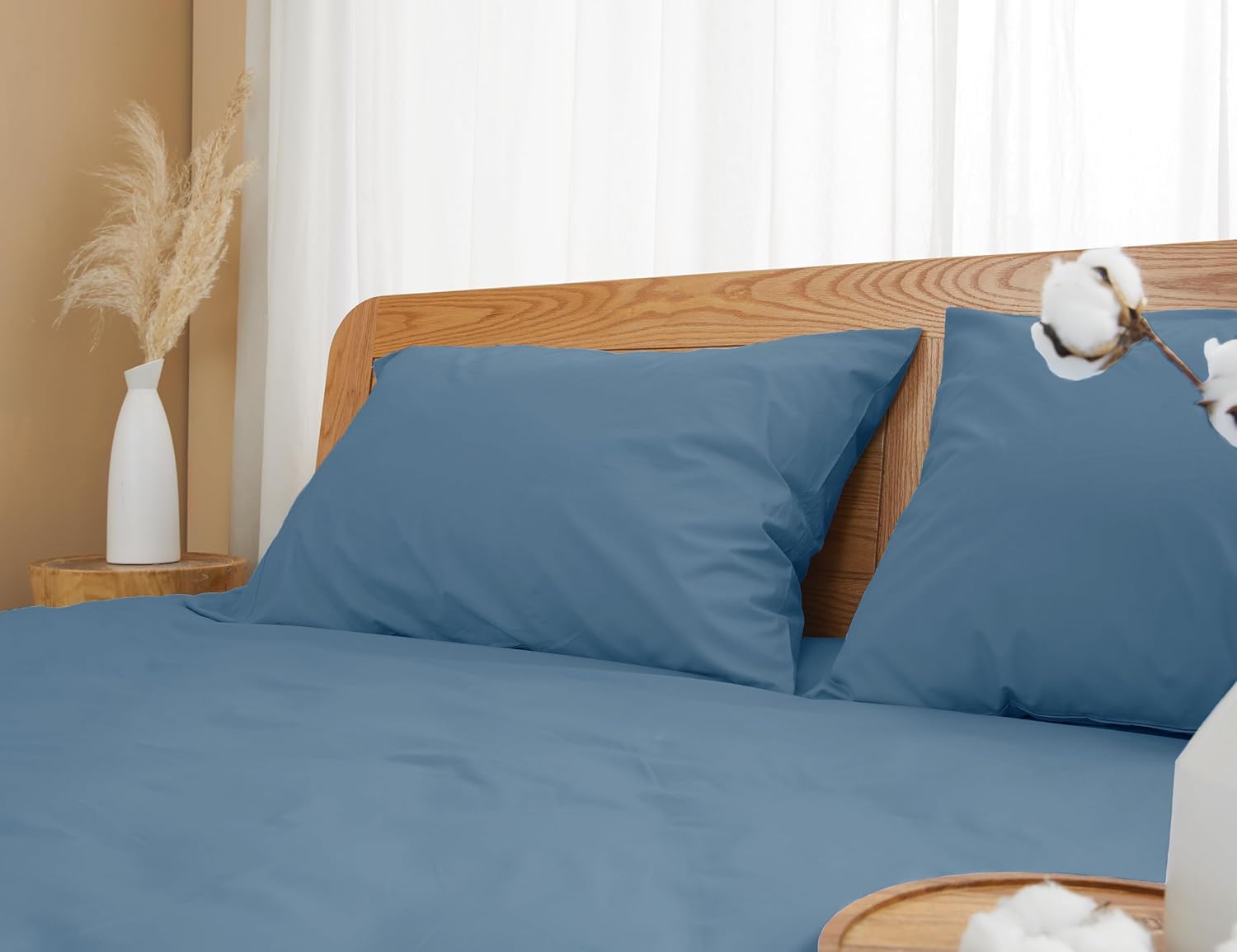 Homtec Pillow Cases, Standard Queen Size Cotton Percale Weave Pillowcases, Pre-Shrunk Breathable and Hypoallergenic Pillowcases, Set of 2 (…