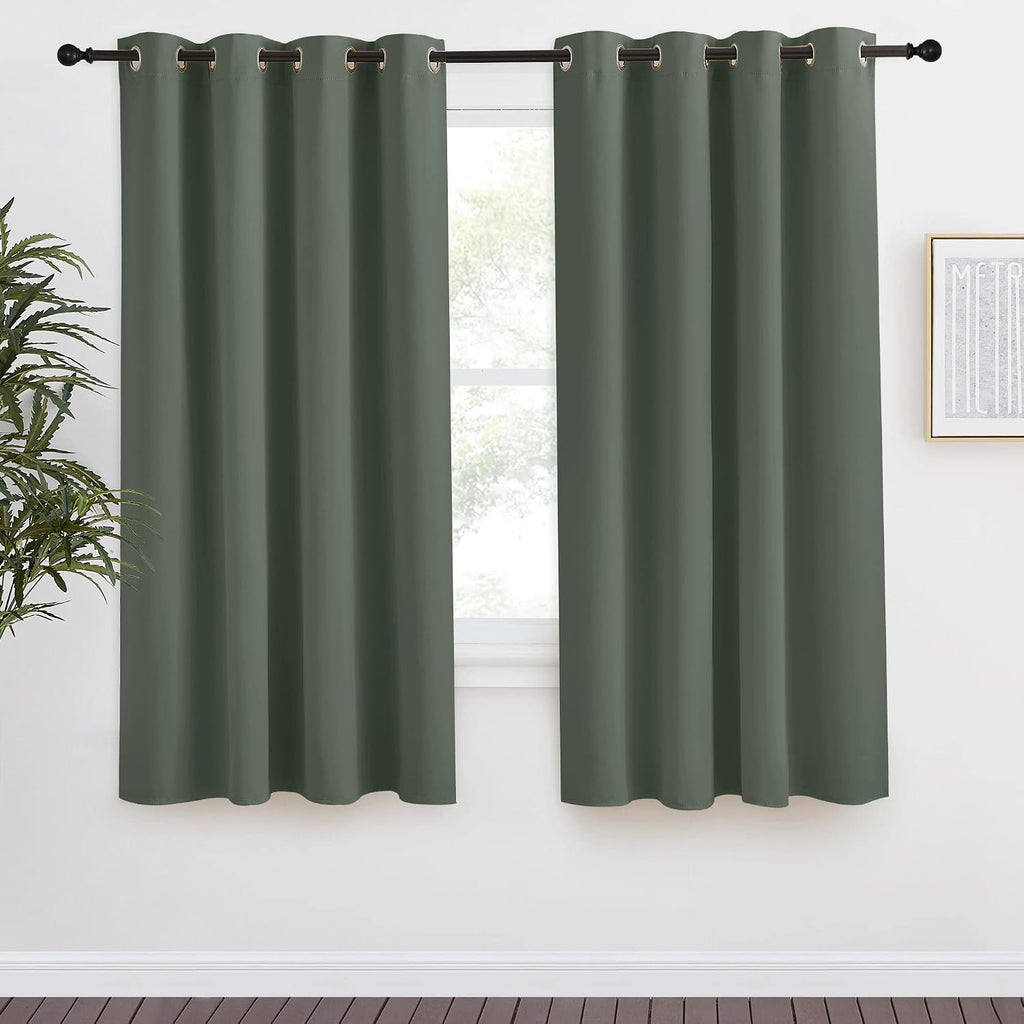 NICETOWN Blackout Curtain for Living Room 68 inch Long, 1 Panel, Dark Mallard, W55 x L68, Grommet Thermal Insulated Room Darkening Sound…