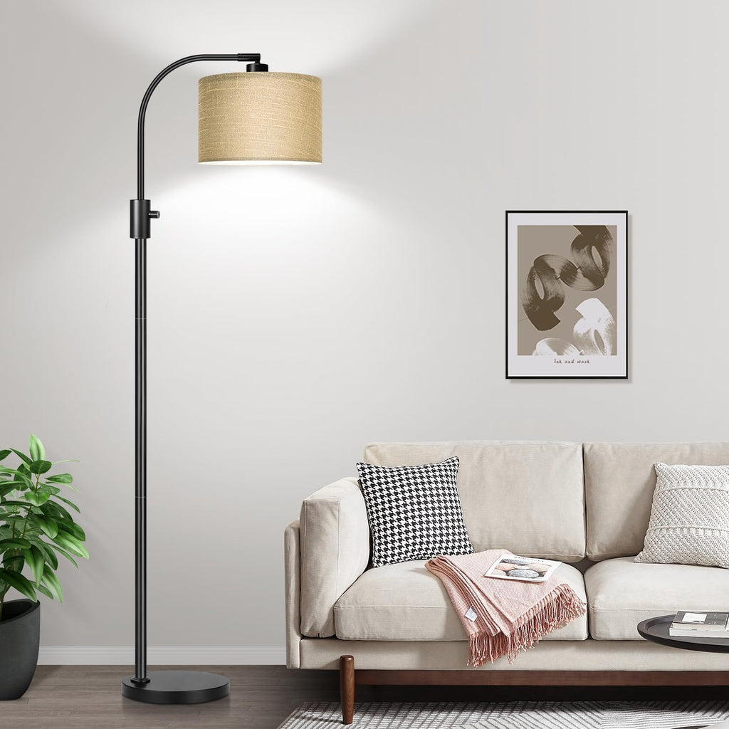 Nintiue Upgraded Modern Arc Dimmable Tall Standing Floor Lamp with Champagne Shade, 1200 Lumens LED Bulb Included, for Living & Reading…