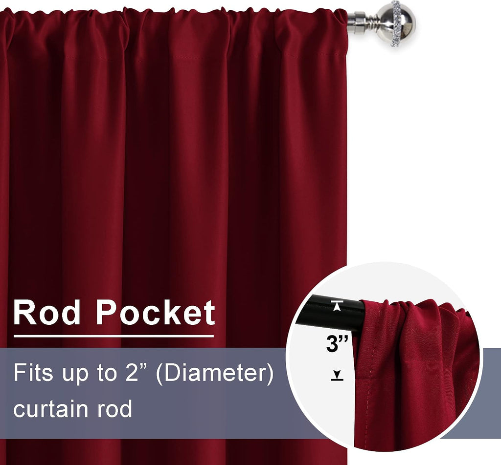 Jiuzhen Blackout Curtains for Bedroom - Thermal Insulated, Noise Reducing Room Darkening Privacy Rod Pocket Drapes for Living Room, Set of 2…