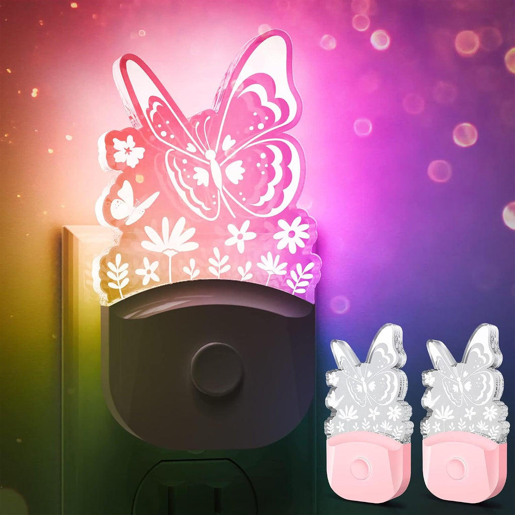 L LOHAS LED Kids Night Light, Butterfly Night Light for Kids, Dusk to Dawn Night Lights, RGB+Soft White 3000K, Nightlight for Girls Room…