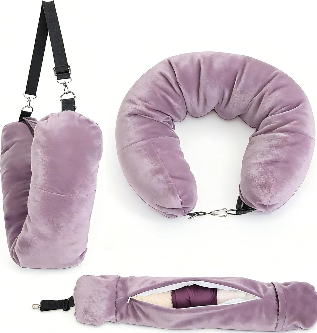 Stuffable Travel Pillow, Stuffable Neck Pillow for Travel, Neck Pillow Stuffed with Clothes Storage - No Extra Baggage Fees, Fits 5+ Days…