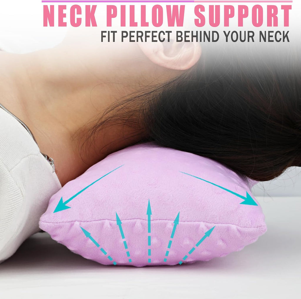 BNRendles Small Neck Pillow for Recliner Chair Neck Support Pillows Plump Adjustable Filling Nap Airplane Sleeping Little Cushion Minky Dot…