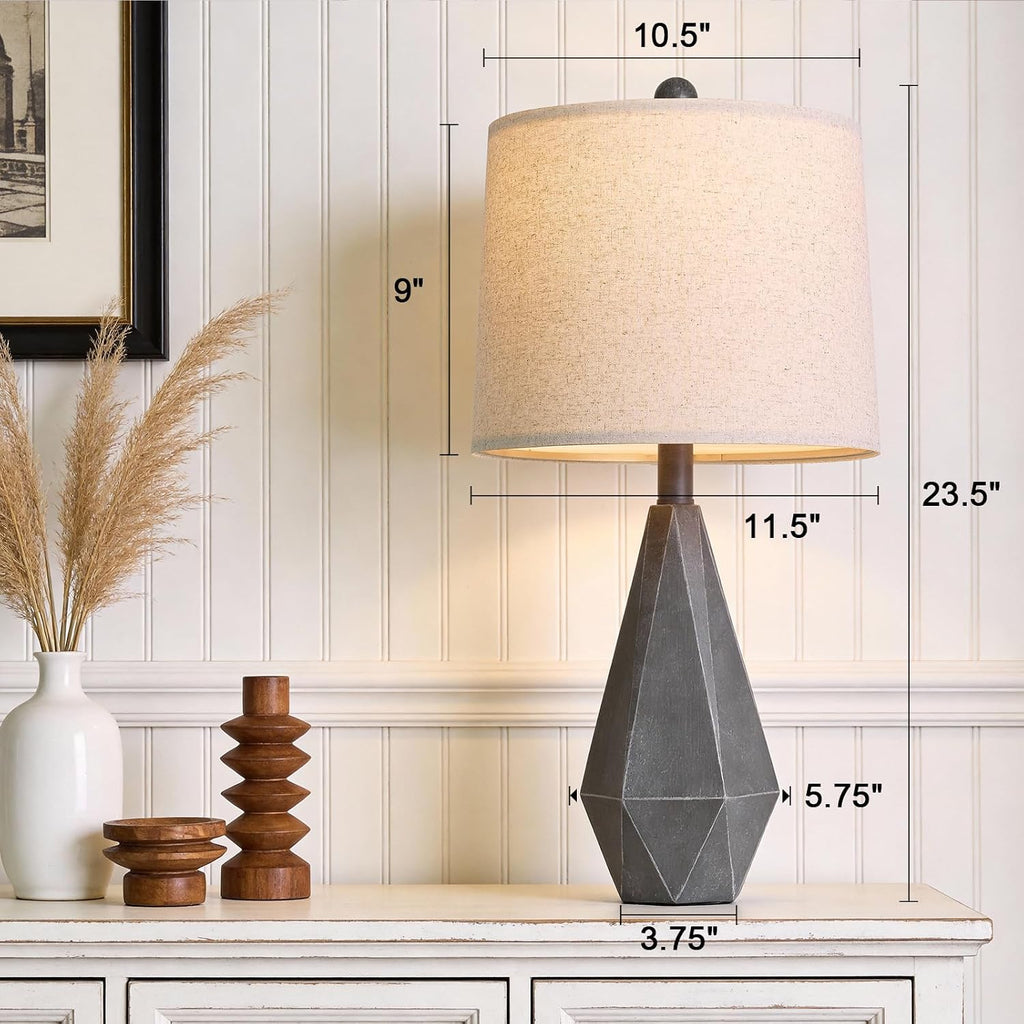 PoKat 23.5'' Farmhouse Table Lamps Set of 2, Rustic Nightstand Lamps for Bedroom, Classic Bedside Lamps for Living Room Office Sideboard…