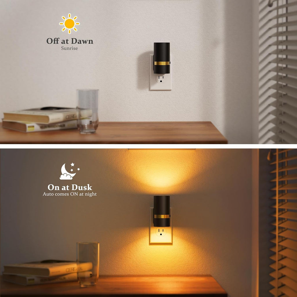JandCase Night Lights Plug into Wall, Automatic Night Light with Dusk to Dawn, 2 Pack 0-100LM Dimmable Plug in LED Nightlight Amber for…