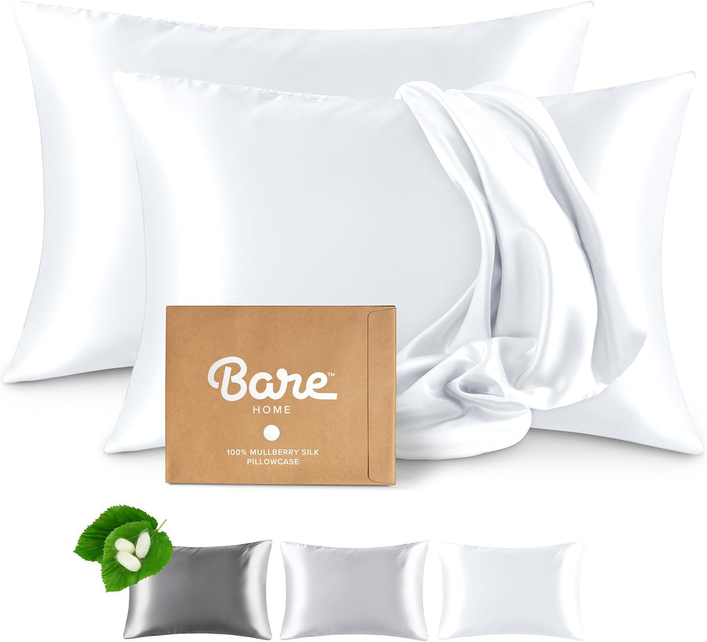 BareHome Bare Home 100% Mulberry Silk Pillowcase for Hair and Skin - Ultra 6A Grade 19 Momme Silk Pillow Case - Hidden Zipper - Breathable…