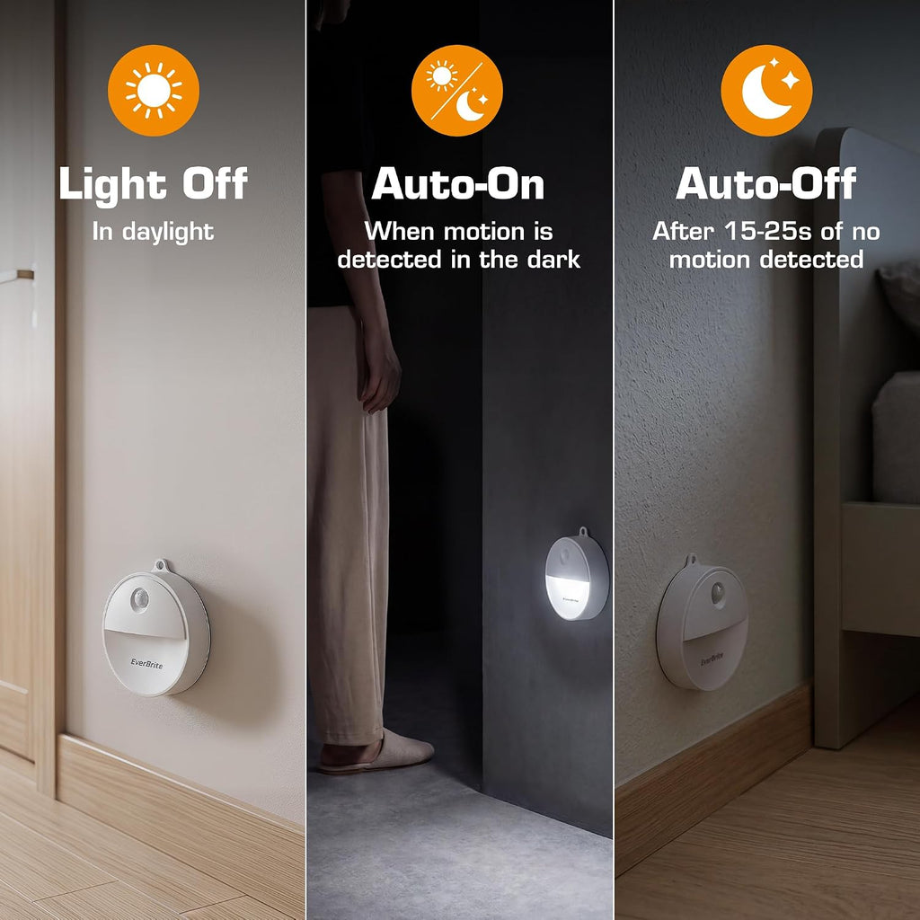EverBrite LED Motion Sensor Night Light, Automated On & Off, Cool White Motion Activated LED Night Light for Kitchen, Bathroom, Stairs…