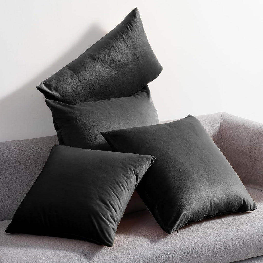 Edegen Edegen Black Velvet Throw Pillow Covers 18x18 Inch Pack of 2 Soft Decorative Square Cushion Covers Modern Luxury Home Decor f…