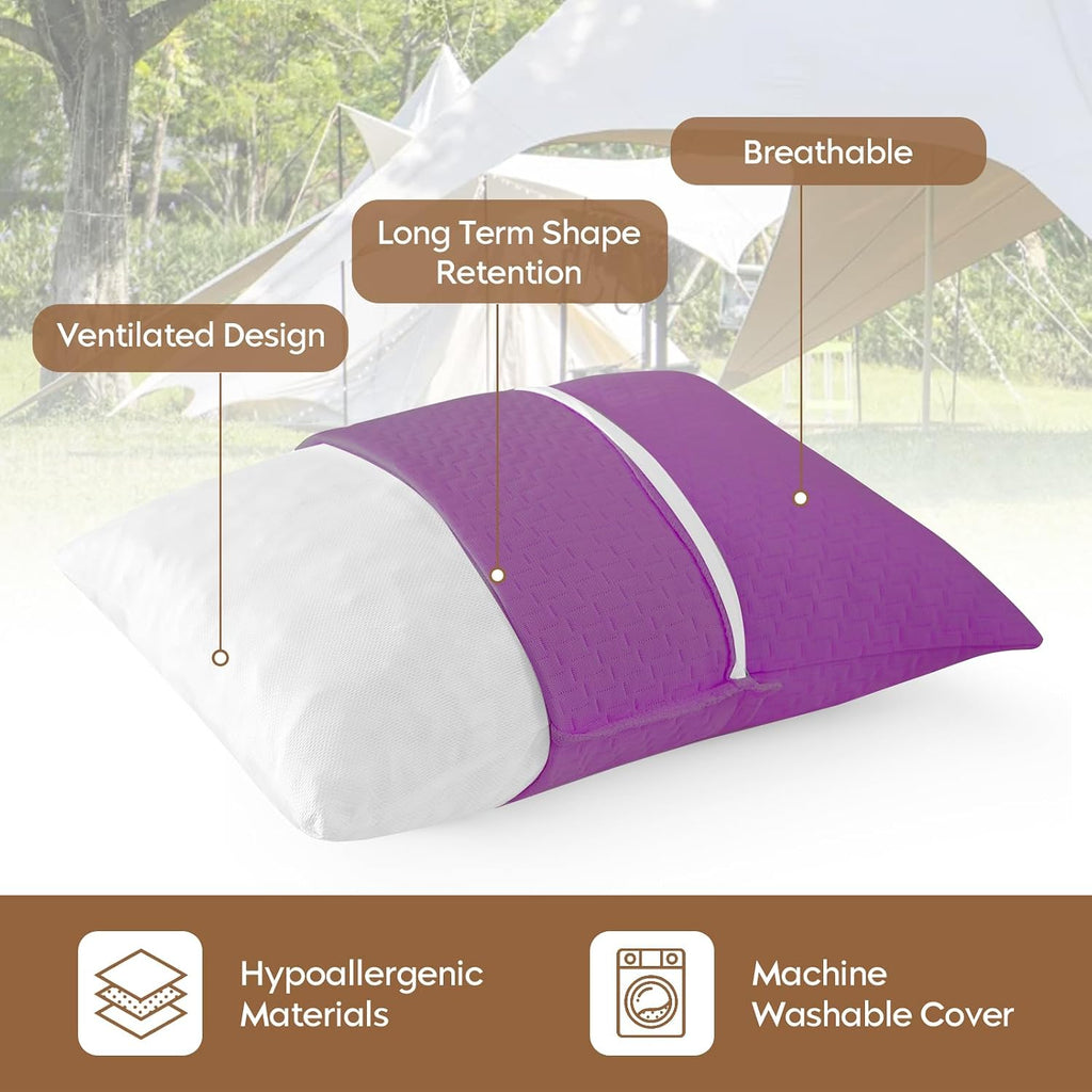 Small Shredded Memory Foam Pillow, Camping Pillow Travel Pillow - Compressible Medium Firm, Breathable Cover, Ideal Backpacking Hiking…