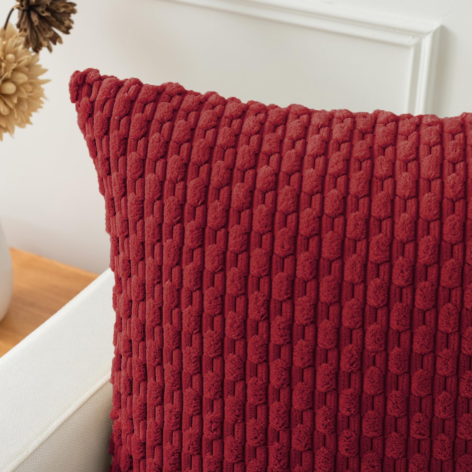 KevinTextile Kevin Textile Valentines 20x54 Inch Long Body Lumbar 1 Pack Boho Decorative Throw Pillow Cover Soft Striped Corduroy Rectangle…