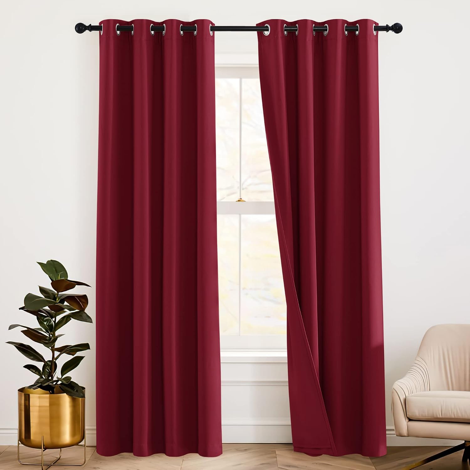 Rybhome RYB HOME Soundproof Curtains Blackout Energy Saving Grommet Curtains Window Treatment Panels for Bedroom Studio Doorway Wall Panels…