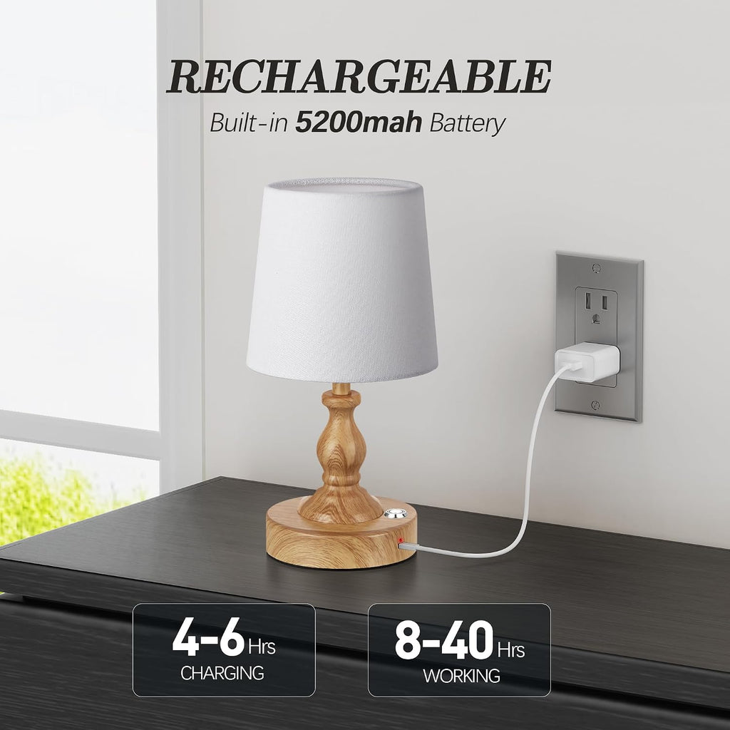 PARTPHONER Mini Cordless LED Table Lamp, 5200mAh Rechargeable Battery Operated Lamp, 3-Level Brightness, Touch Dimmable Desk Lamp…