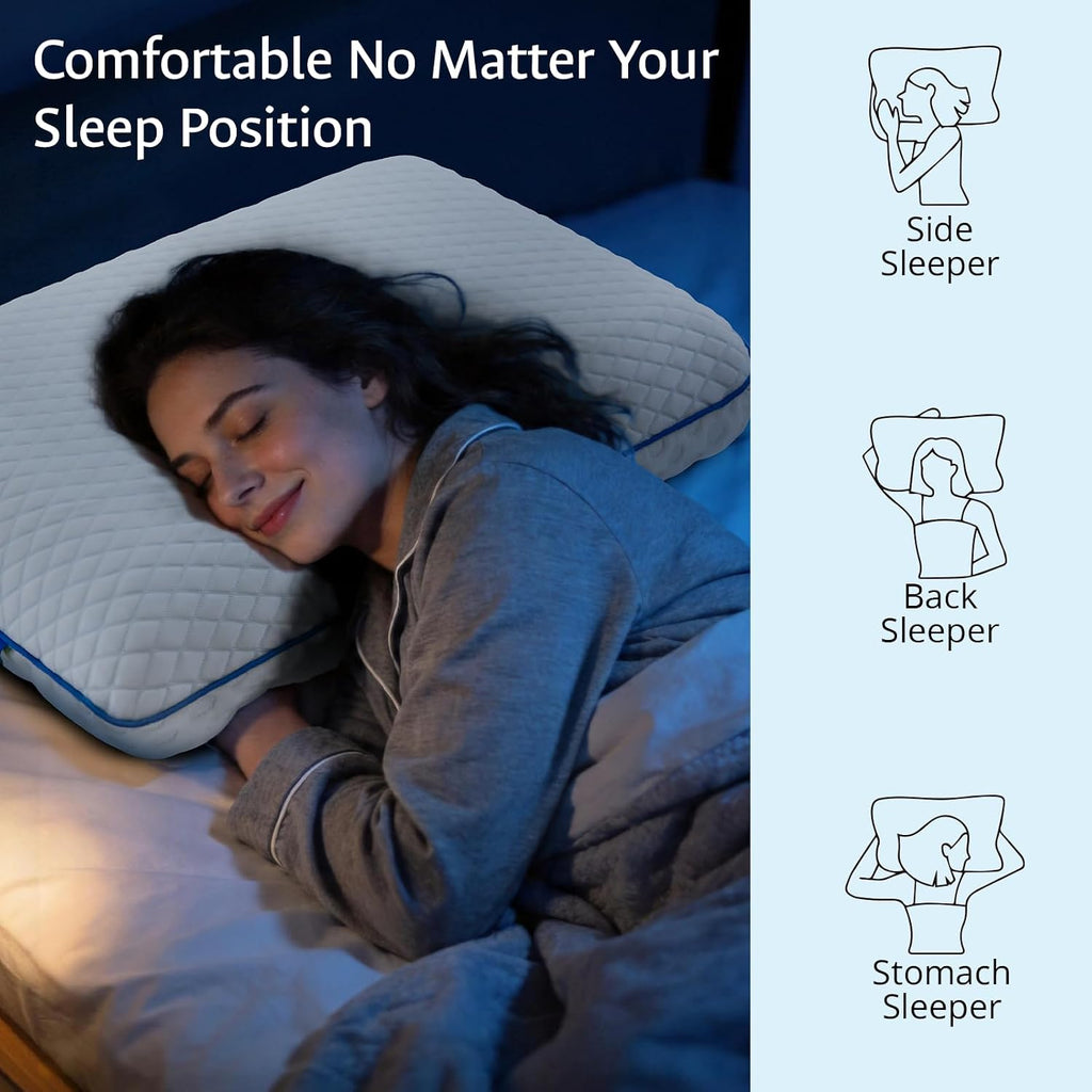 Fulocean Cooling Gel Memory Foam Pillows for Sleeping Standard Size, Bamboo Rayon Bed Pillow for Back Side Sleeper, Medium Firm Contoured S…