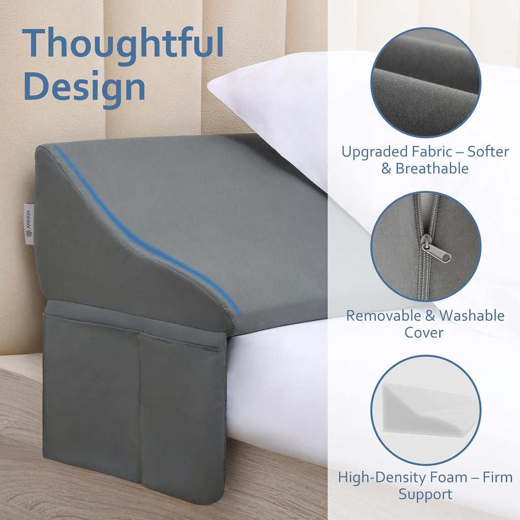 Vekkia King Bed Wedge Pillow for Headboard Gap – 0–6" Bed Gap Filler with Firm Foam Support & Extra-Large Pockets – Prevents Lost…